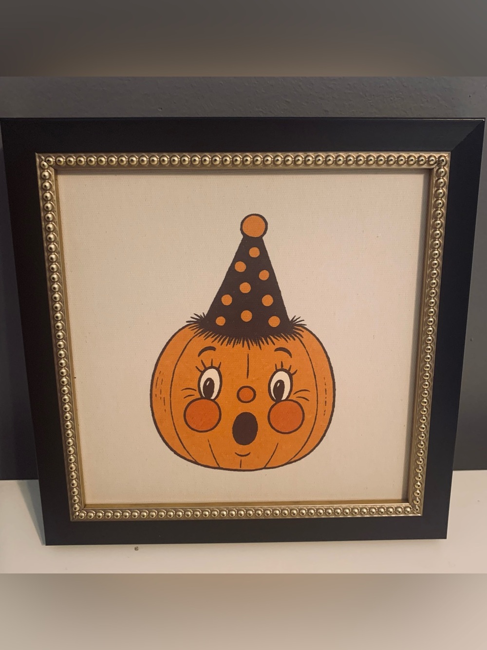 Vintage Style Halloween Framed Wall Art  Jack O’ Lantern 8/8” inch